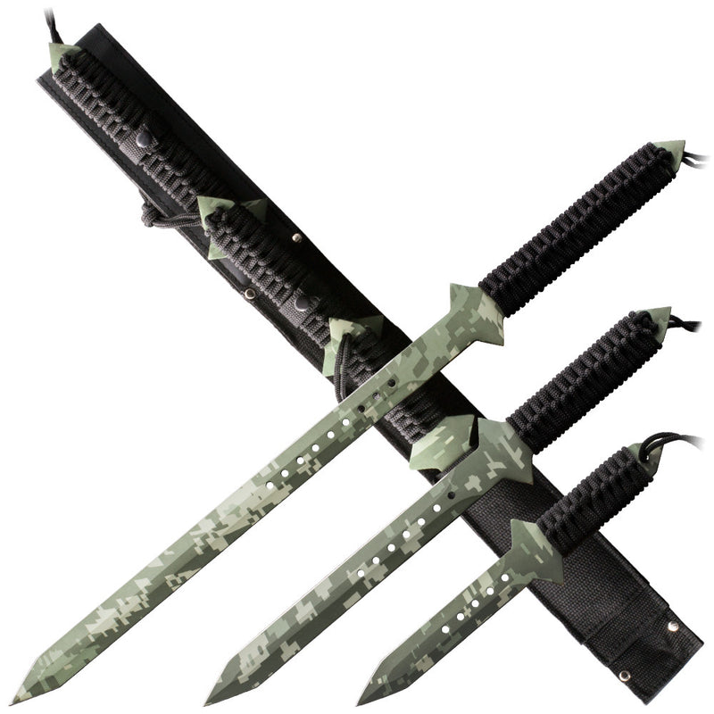 3pcs Camo 1 American Ninja Liquid Sword Set, , Panther Trading Company- Panther Wholesale