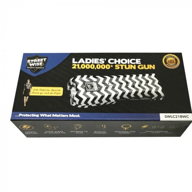 Streetwise™ Ladies' Choice Stun Gun Alarm Black & White 21M
