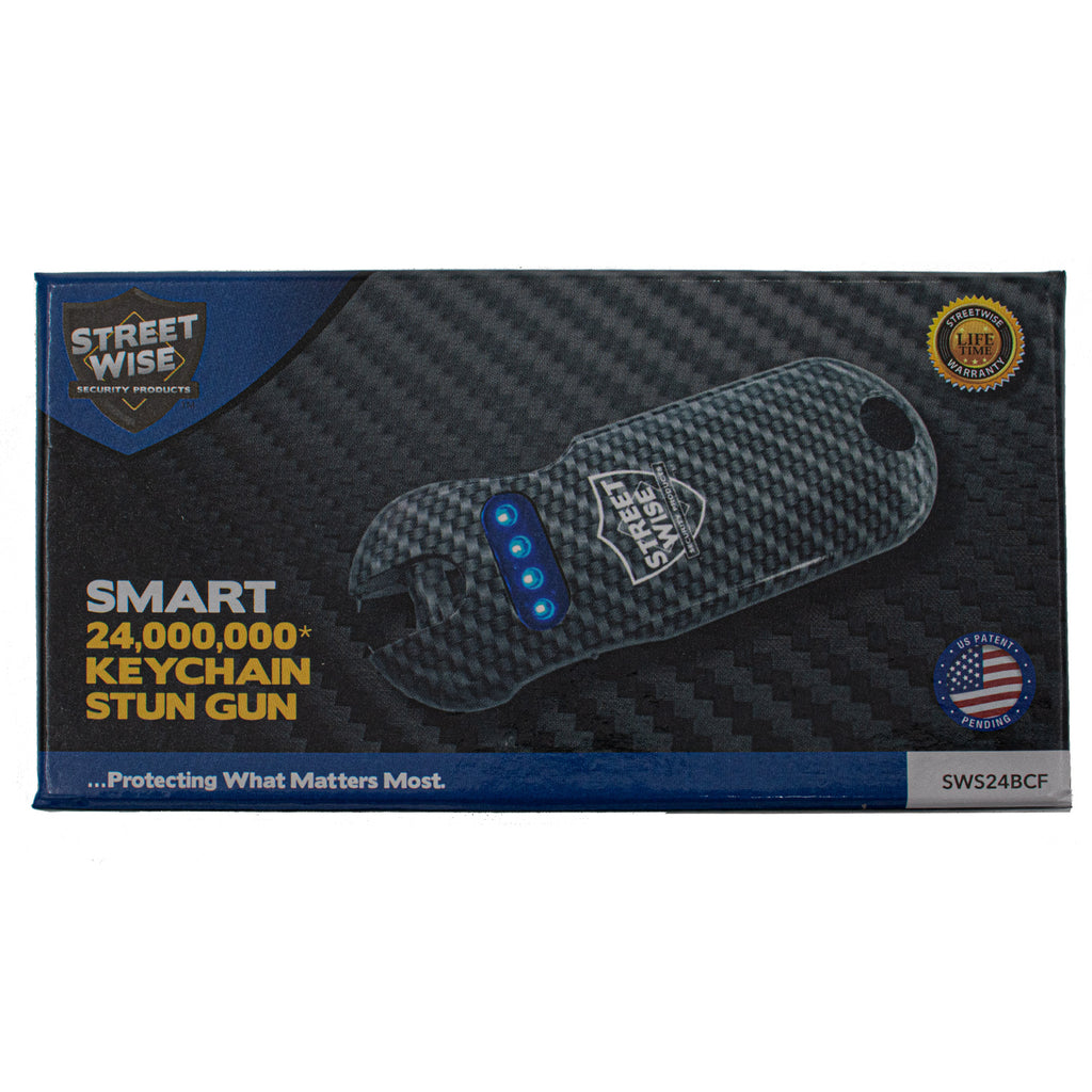 24 Mill SMART Keychain Stun Gun Carbon Fiber