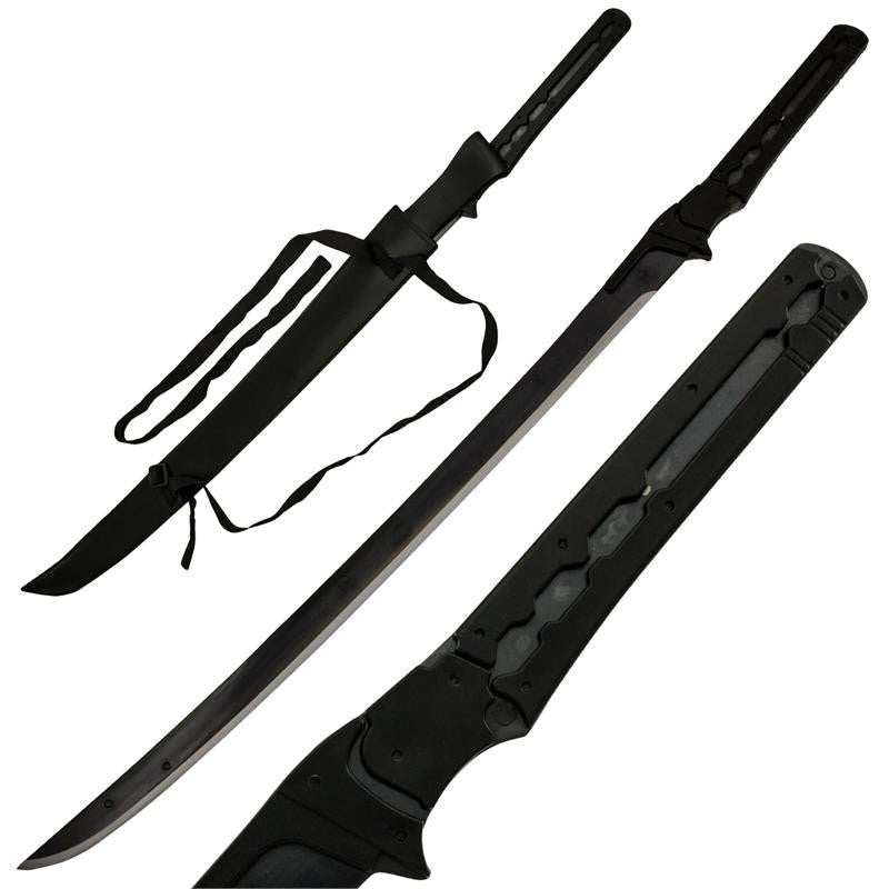 Shiny Black Katana Sword with Scabbard, , Panther Trading Company- Panther Wholesale