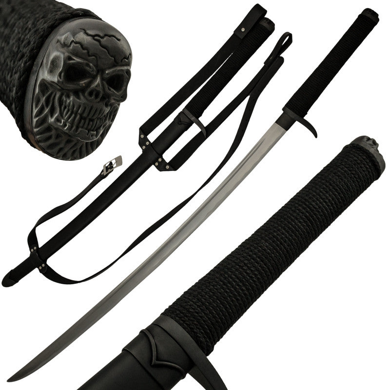 Skull Gothic Katana Sword with Scabbard, , Panther Trading Company- Panther Wholesale