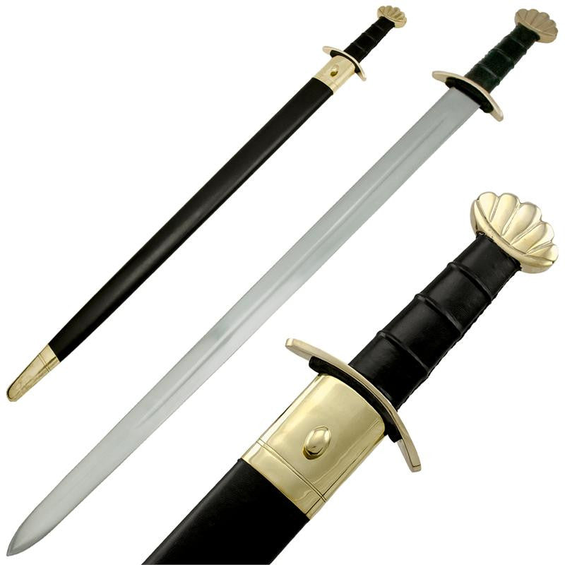 Viking Battle Ready Sword and Scabbard Set - Gold, , Panther Trading Company- Panther Wholesale