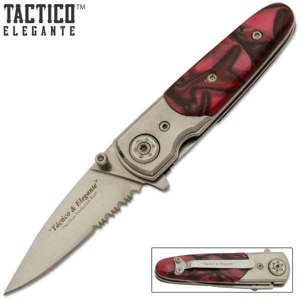 Tactico & Elegante - Trigger Action Knife - Ruby Pearl, , Panther Trading Company- Panther Wholesale
