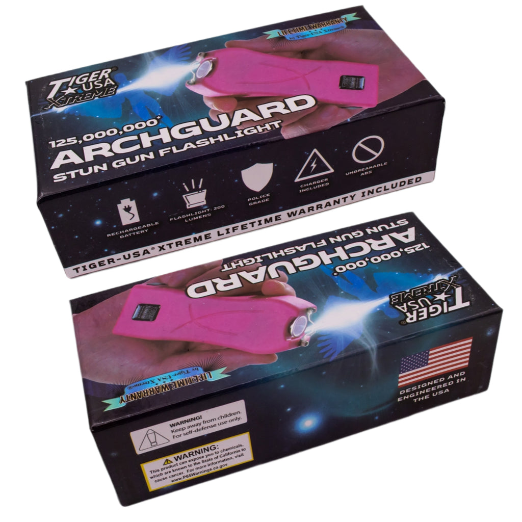 125 Million Archguard Stun Gun Flashlight 200 Lumens (Pink)