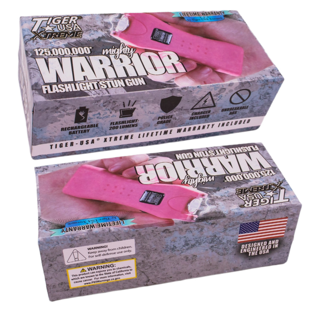 125 Million Mighty Warrior Stun Gun with 200 Lumens Flashlight (Pink)