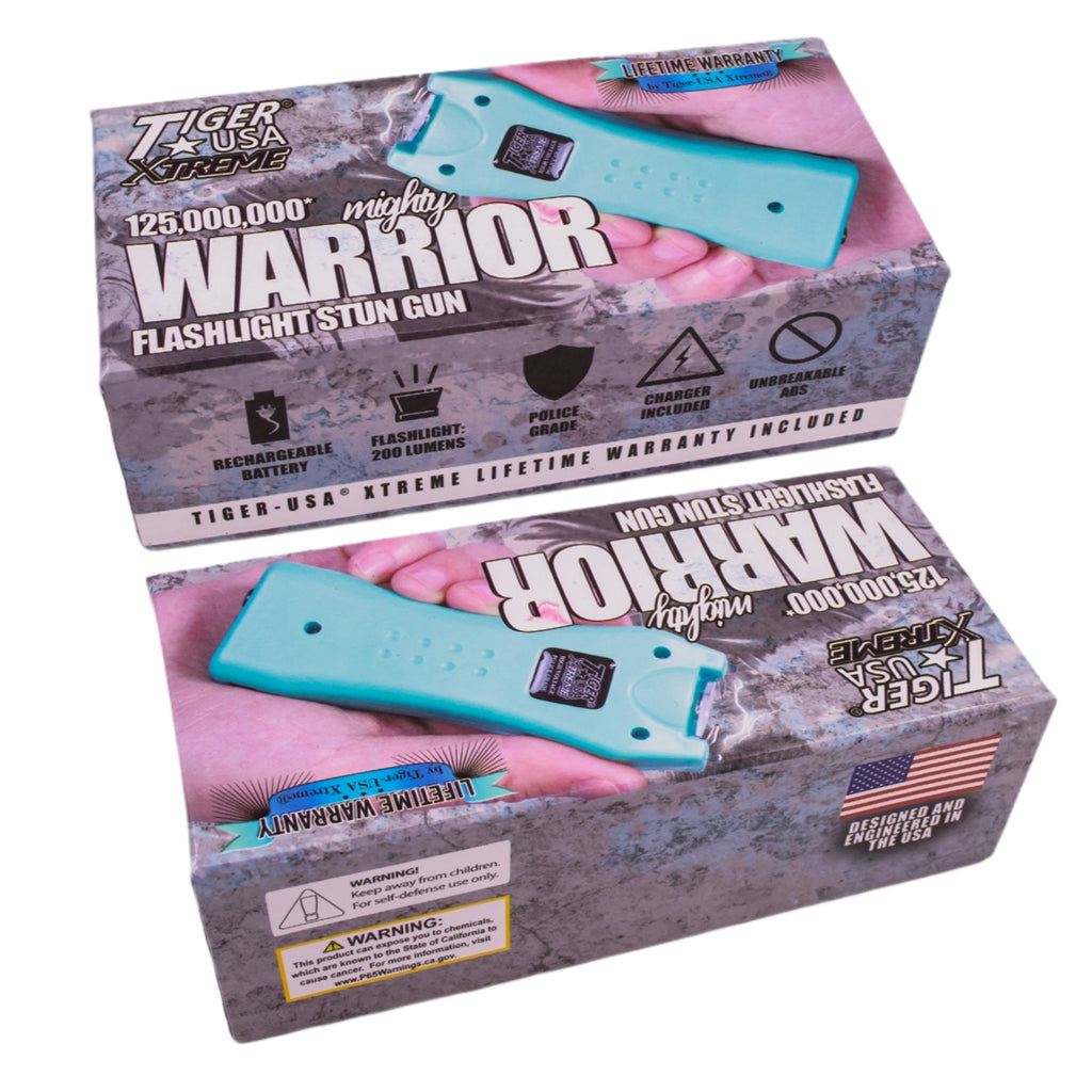 125 Million Mighty Warrior Stun Gun with 200 Lumens Flashlight (Teal)