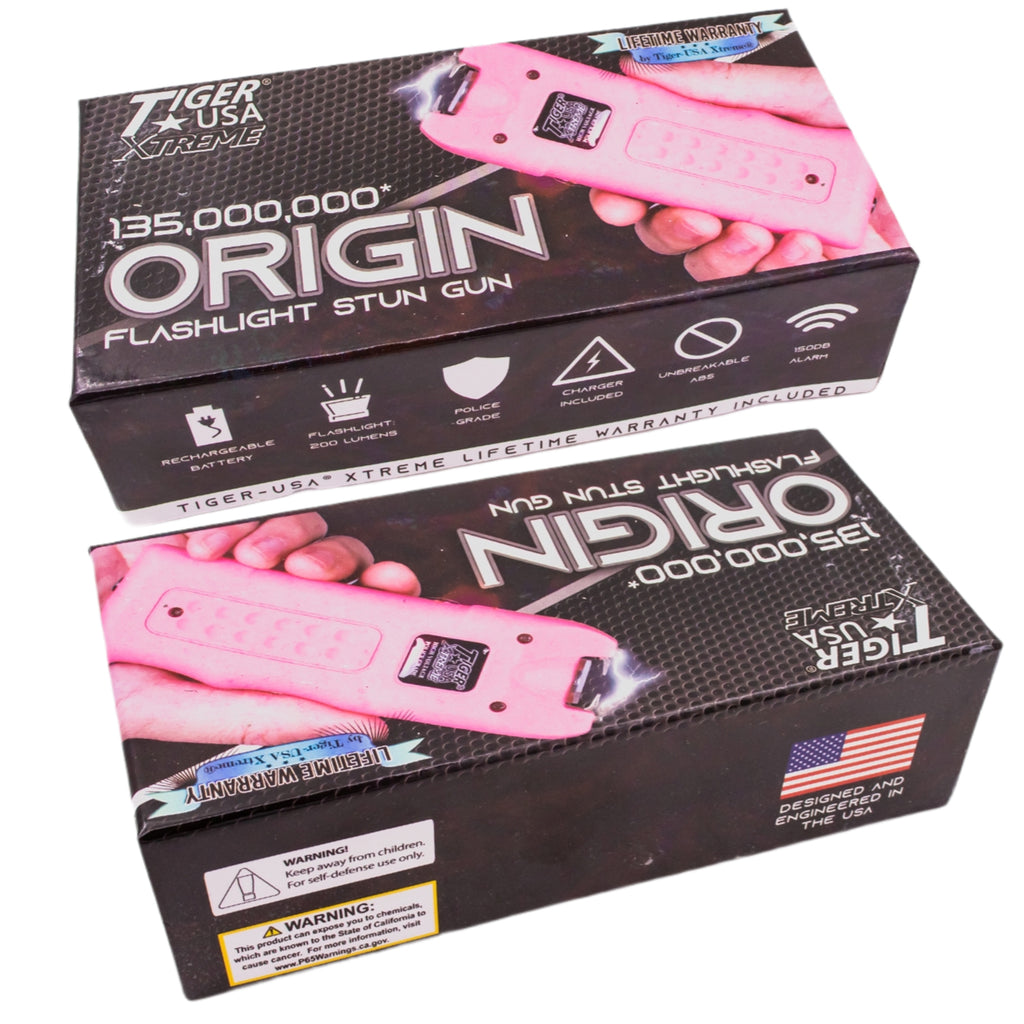 135 Million Origin Stun Gun with 200 Lumens Flashlight (Pink)