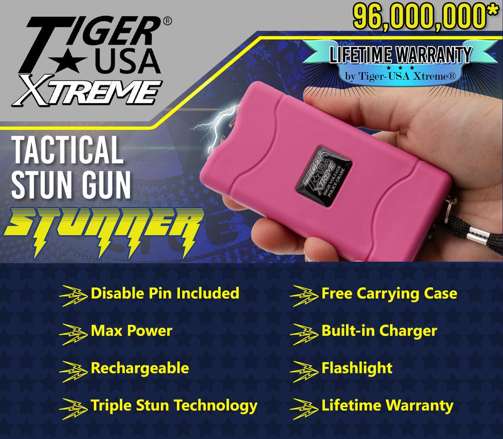 96 Mill Hot Pink Rechargeable Stun Gun & Flash Light