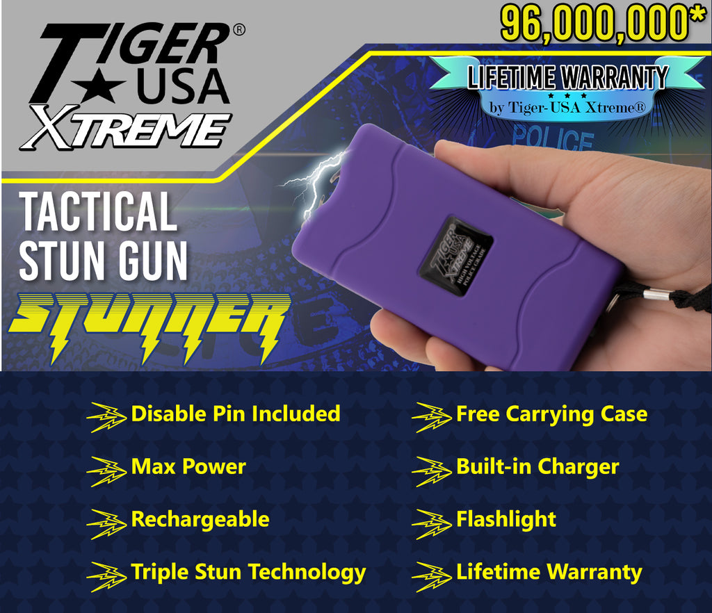 96 Mill Purple Rechargeable Stun Gun & Flash Light