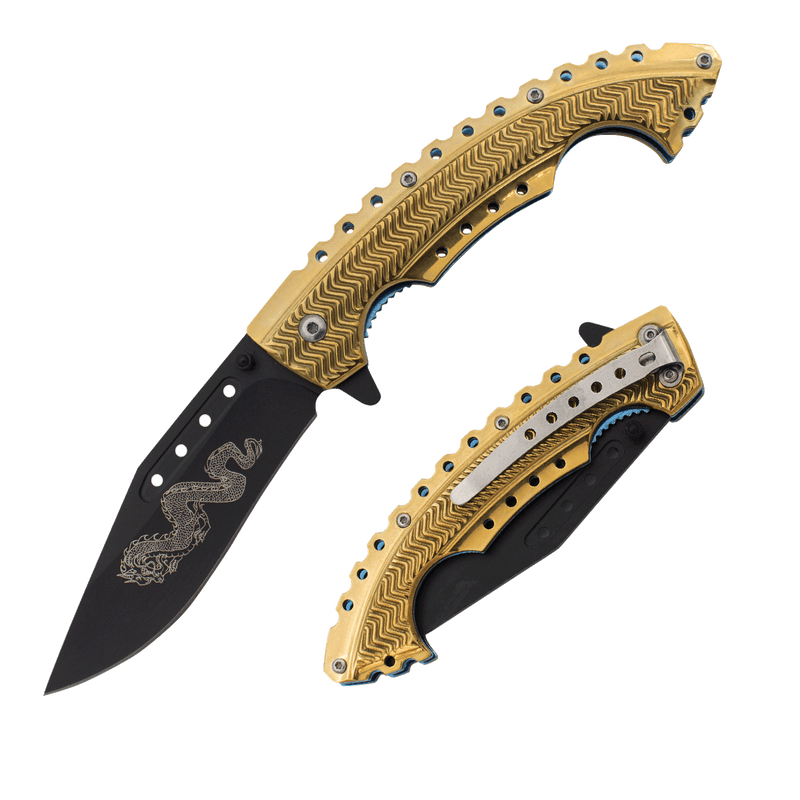 Golden Dragon Trigger Action Knife, , Panther Trading Company- Panther Wholesale
