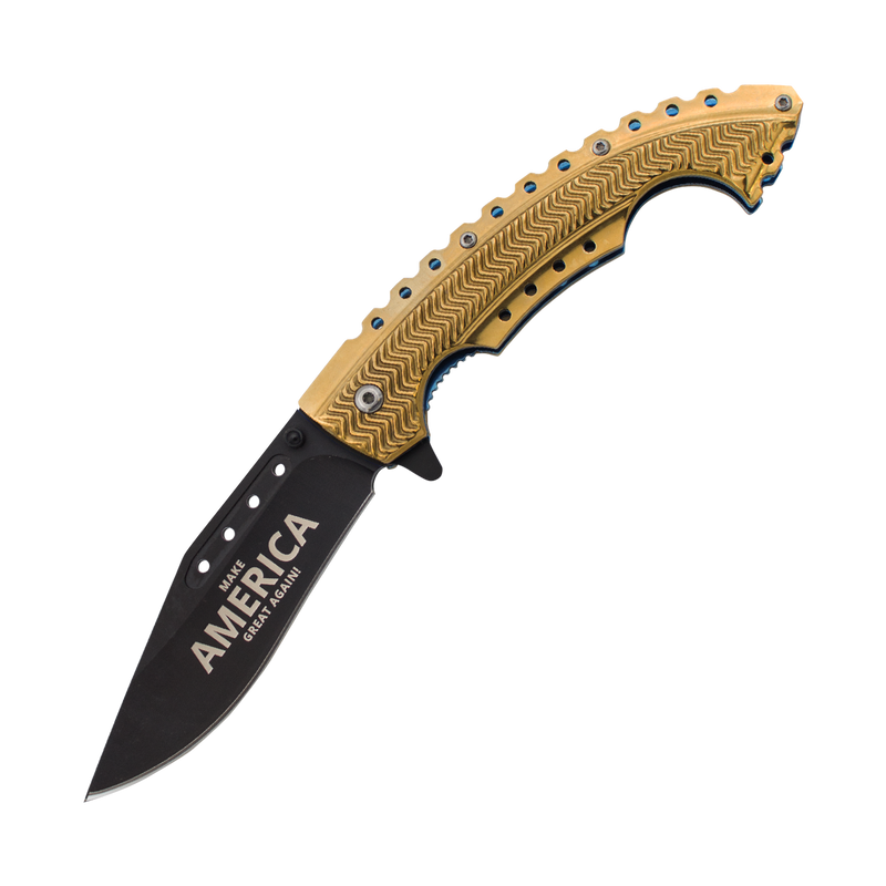 TRUMP Gold Rush Spring Action Knife