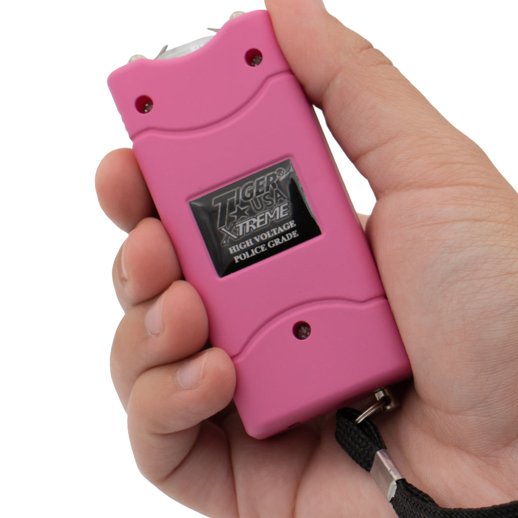 Pink Small Quantum Tiger USA Xtreme Stun Gun 96V with Leather Case