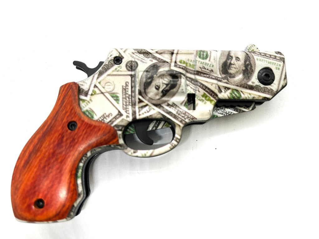 Tiger-USA 38 Special Revolver Pistol Spring Assisted Knife DOLLAR
