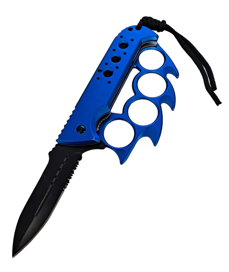 Elite Claw Spring Assisted Trench Knife with Paracord BLUE
