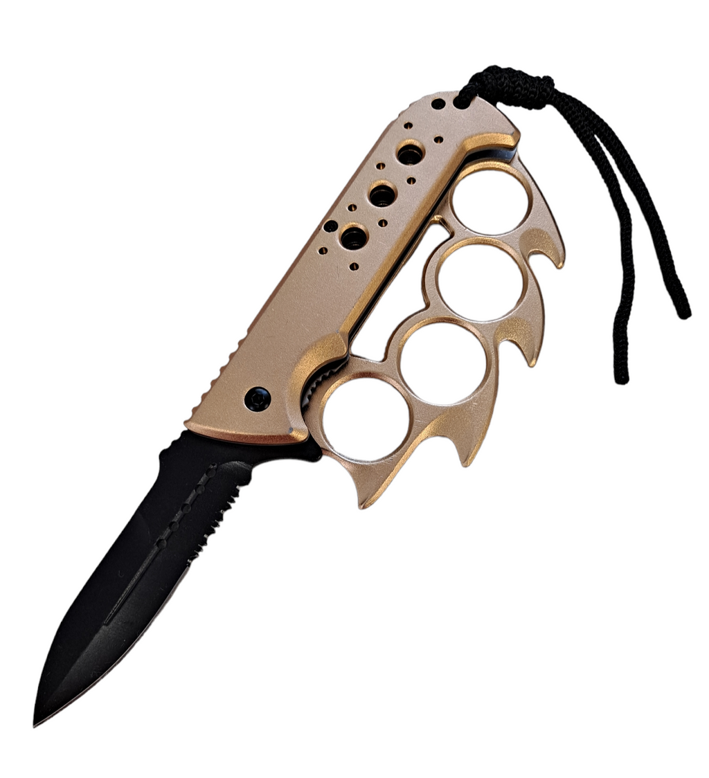 Elite Claw Spring Assisted Trench Knife with Paracord GOLD