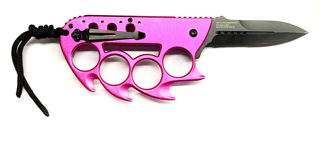 Elite Claw Spring Assisted Trench Knife with Paracord Hot Pink