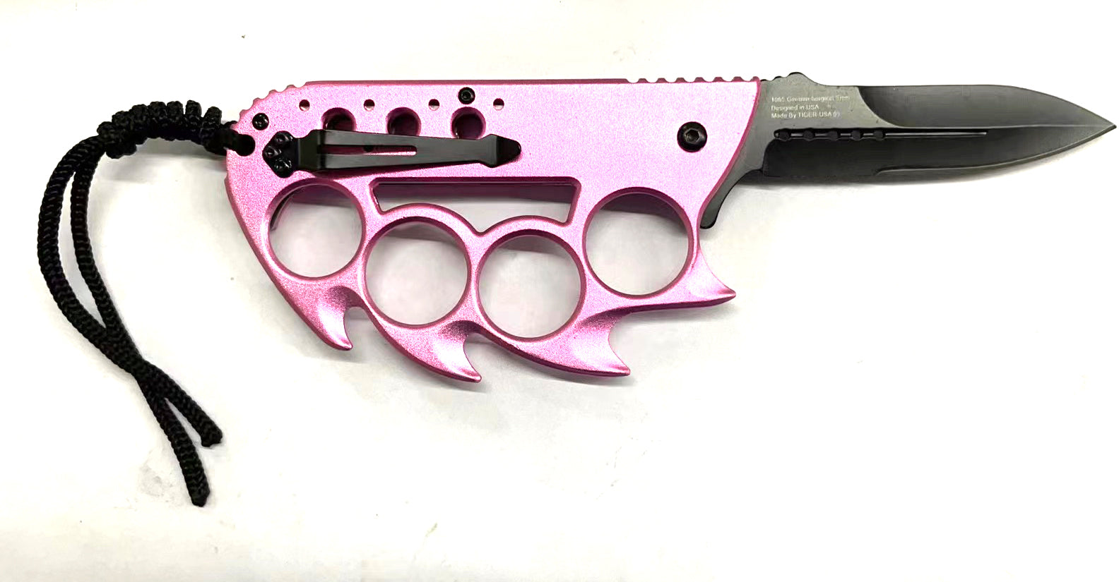 Elite Claw Spring Assisted Trench Knife with Paracord Pink Mean