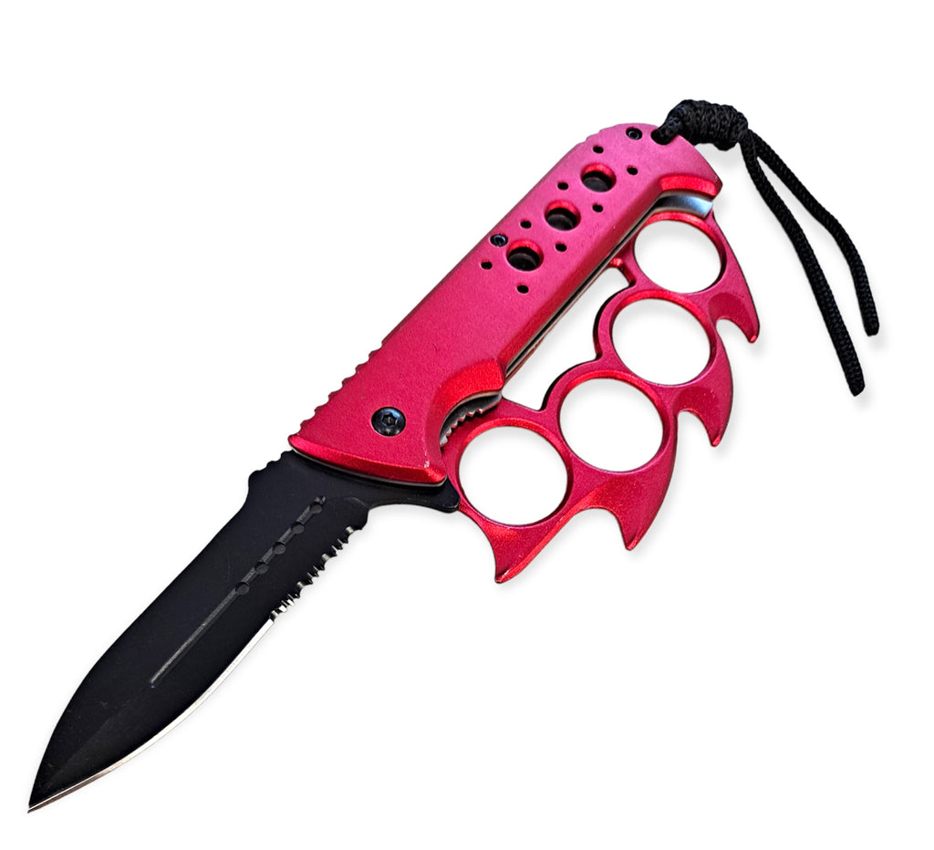 Elite Claw Spring Assisted Trench Knife with Paracord RED