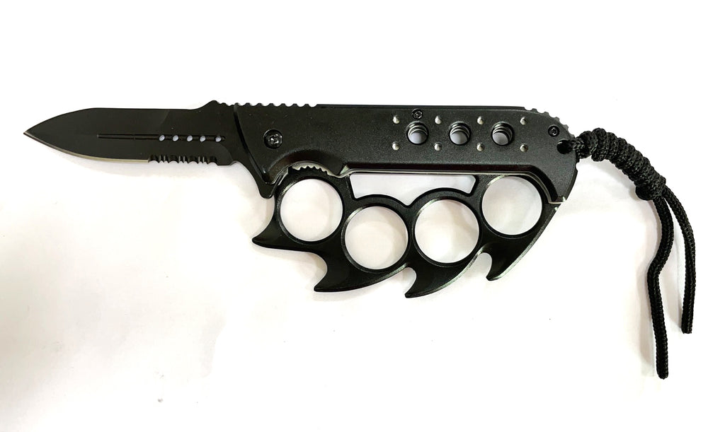 Elite Claw Spring Assisted Trench Knife with Paracord  Black Mean Bitch