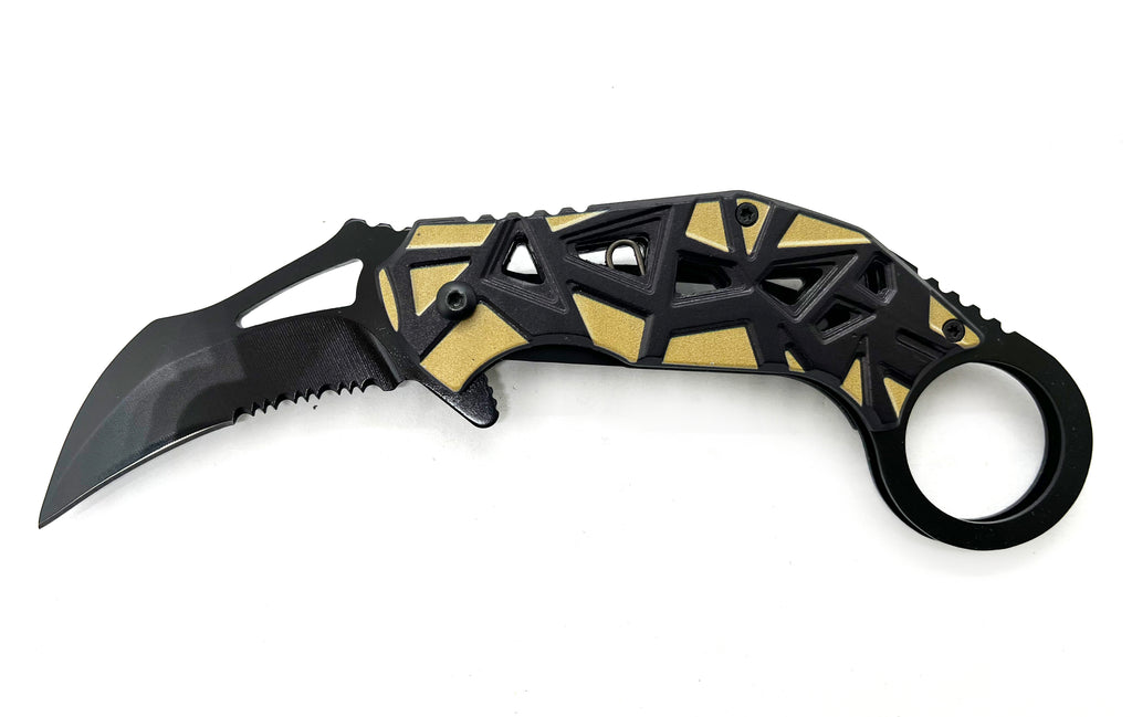 Tiger USA Spring Assisted Knife Karambit  Tan