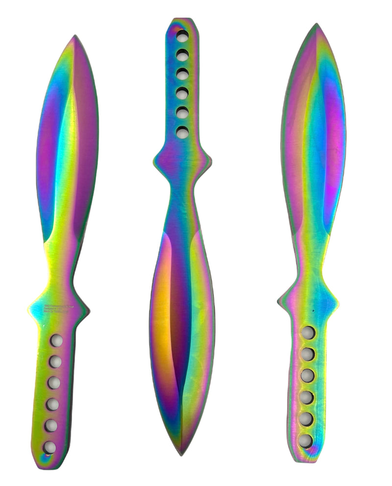 Tiger-USA®3 PC  Throwing Knives RAINBOW with case (Set of 3)
