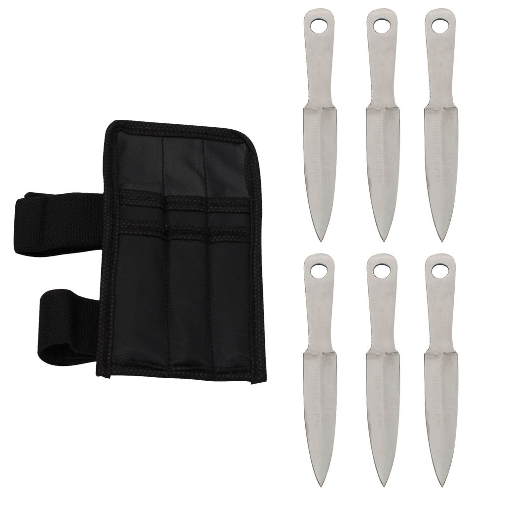 6 PC 4.5 Inch Mini Throwing Knives W/ Wrist Carrying Case, , Panther Trading Company- Panther Wholesale