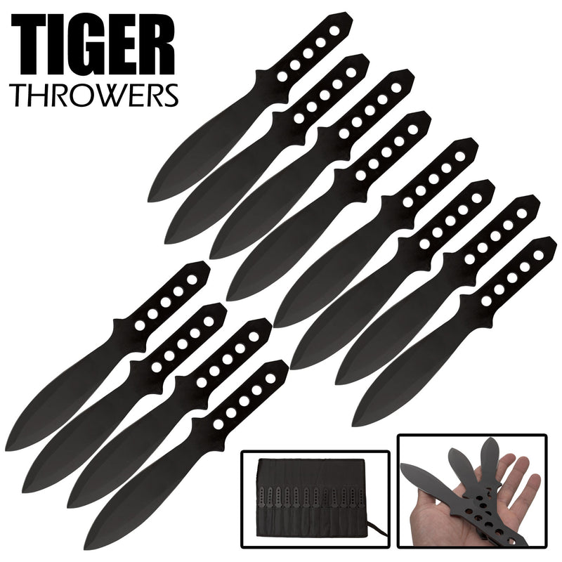 8.5 Inch Surgical Steel Black Throwing Knife Set (12 Pcs)