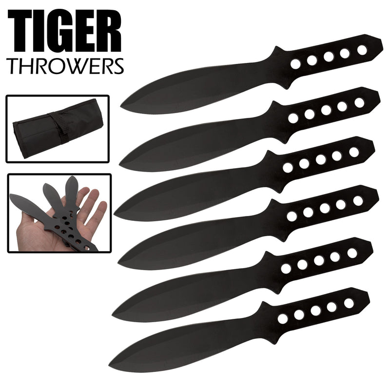 8.5 Inch Surgical Steel Black Throwing Knife Set (6 Pcs)