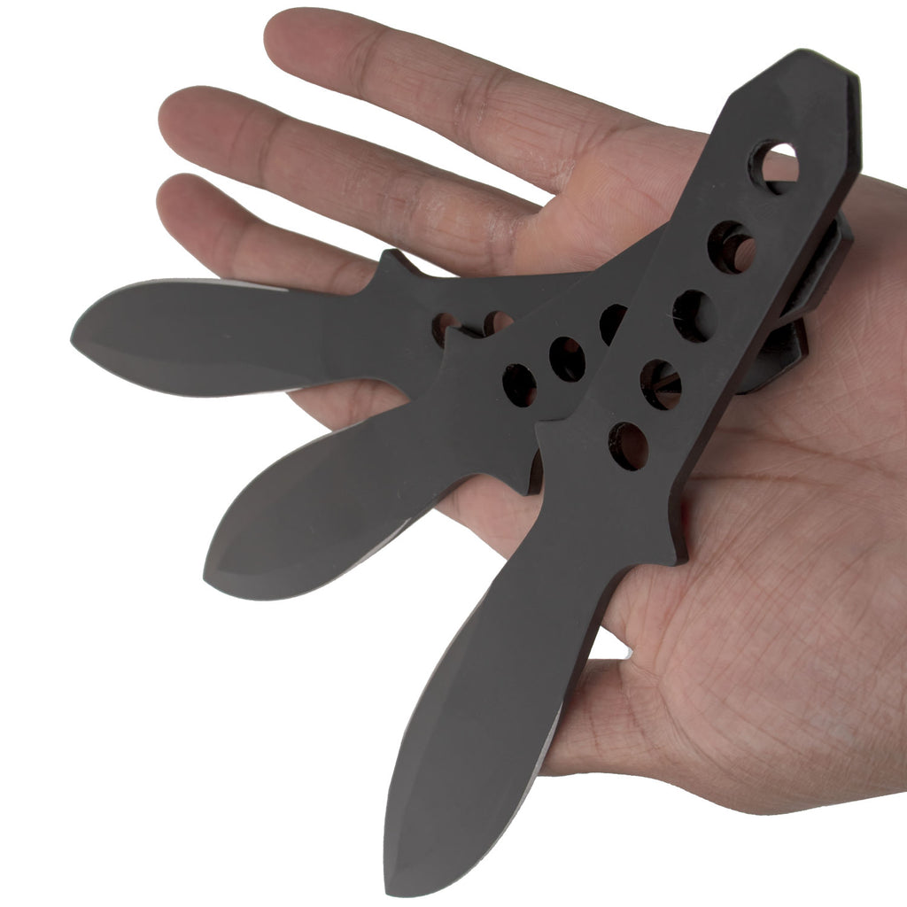 8.5 Inch Surgical Steel Black Throwing Knife Set (6 Pcs)