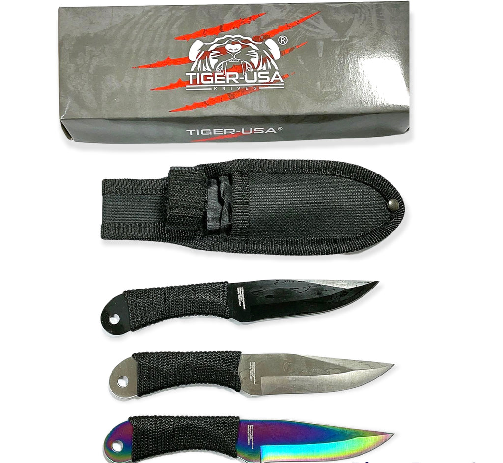 6.5 Inch 3piece Throwing Knife w/ case RB,BK,SL