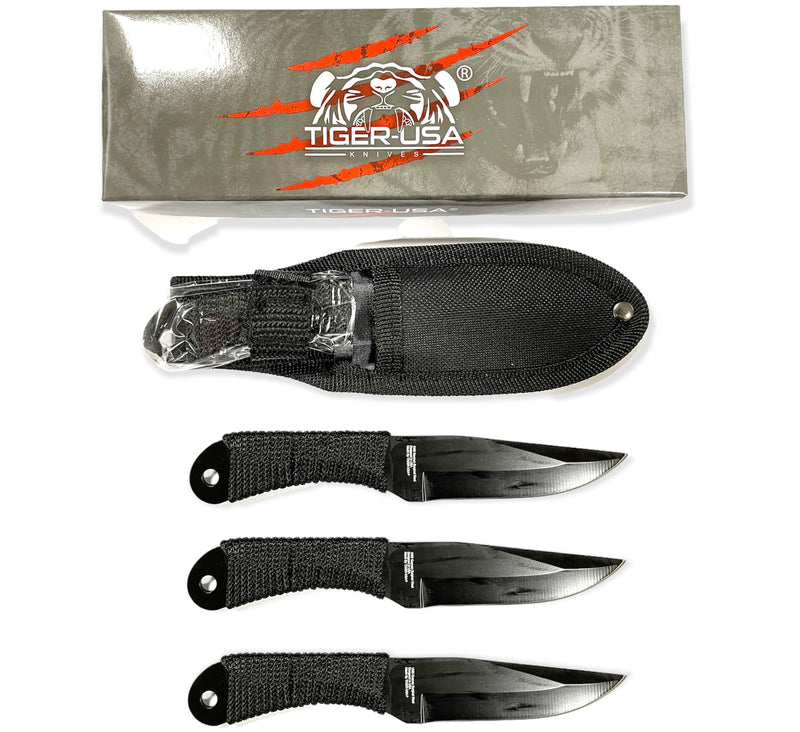 6.5 Inch 3piece Throwing Knife w/ case BLACK
