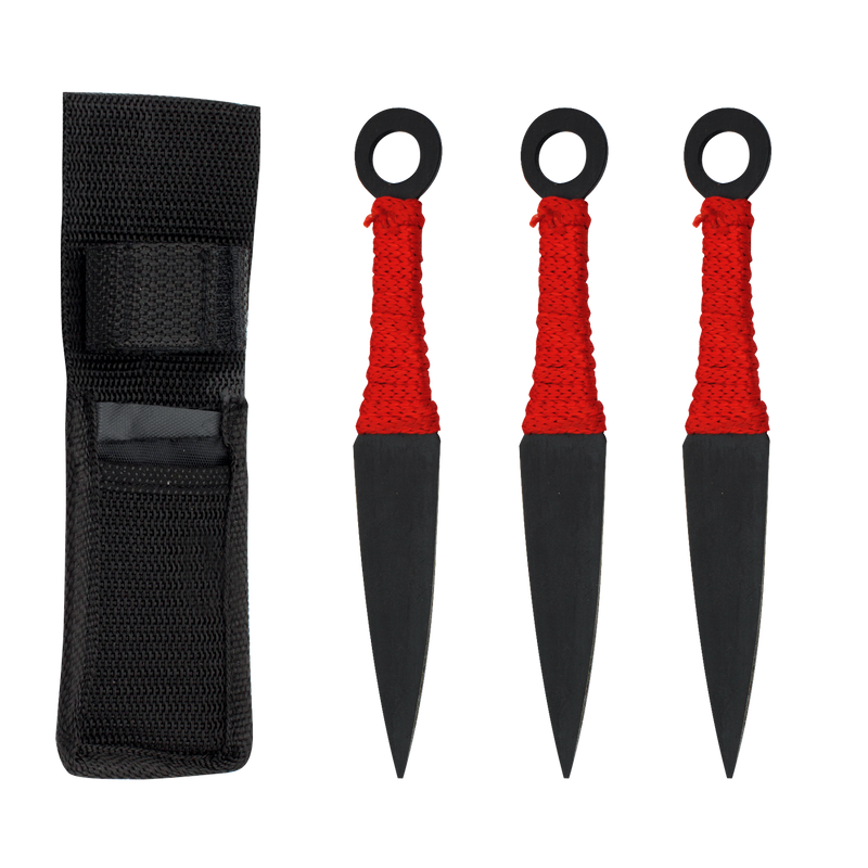 6.5 Inch Throwing Knife Set (Set of 3) - Red/Black, , Panther Trading Company- Panther Wholesale