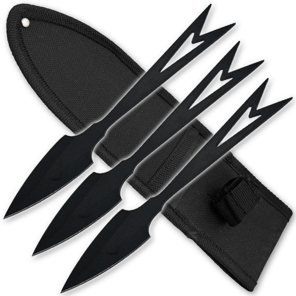 3 PCS 8 Inch Tiger Throwing Knives W/ Case - Black-2, , Panther Trading Company- Panther Wholesale