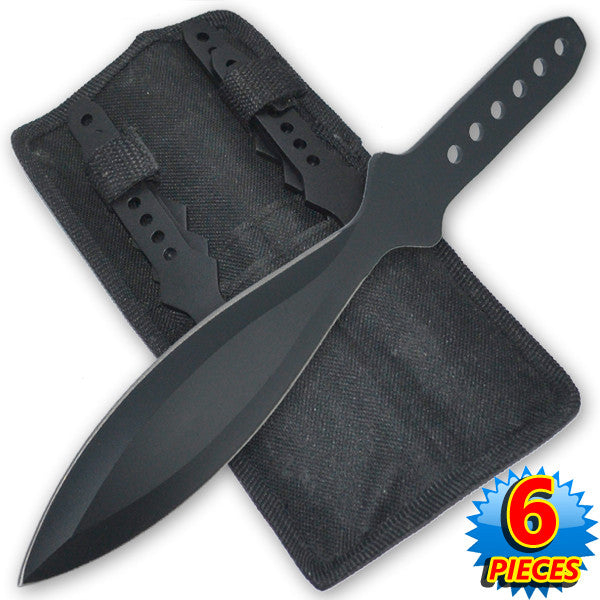 9 Inch 4.2 Oz Black Tiger Thrower Throwing Knives (Set of 6), , Panther Trading Company- Panther Wholesale