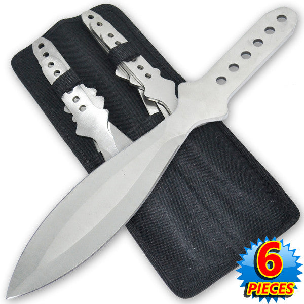 9 Inch 4.2 Oz Silver Tiger Thrower Throwing Knives (Set of 6), , Panther Trading Company- Panther Wholesale