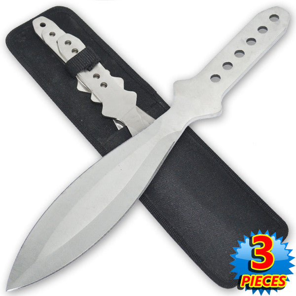 9 Inch 4.2 Oz Silver Tiger Thrower Throwing Knives (Set of 3), , Panther Trading Company- Panther Wholesale