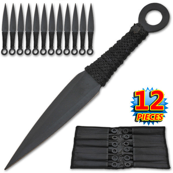 6pc SET Black Tactical KUNAI NINJA Throwing Knives HUNTING Combat w/Sheath  7