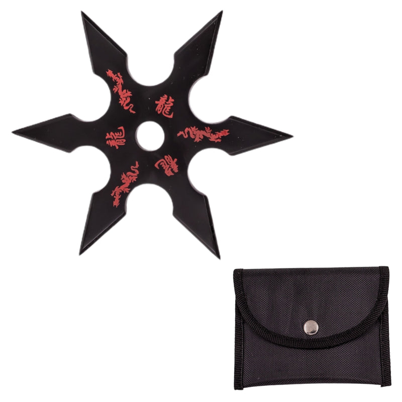 4 Inch 6 Point Throwing Star Ninja Shuriken 1 - Black and Red