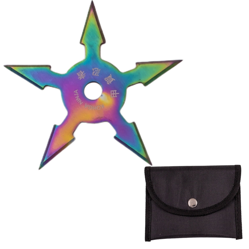 4 Inch 5 Point Throwing Star Ninja Shuriken - Rainbow