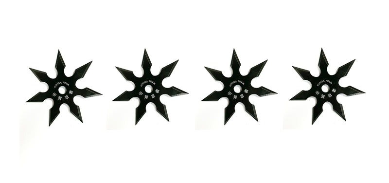 4 Inch 7 Point Throwing Star Ninja Shuriken -BLACK Pack of 4