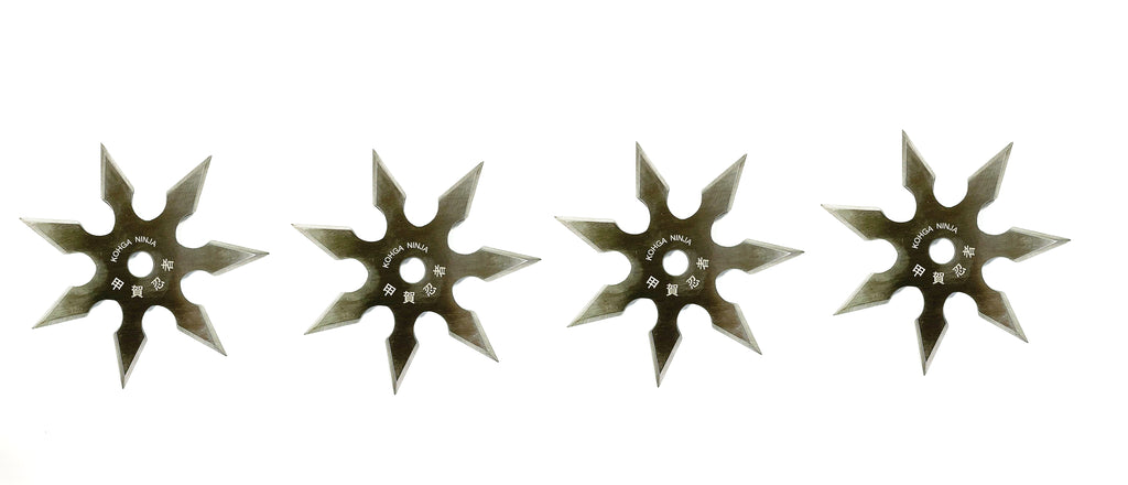 4 Inch 7 Point Throwing Star Ninja Shuriken -Silver Pack of 4