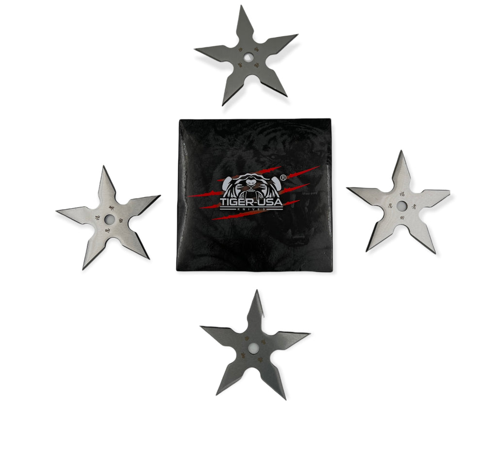 4 Inch 5 Point Throwing Star Ninja Shuriken SILVER
