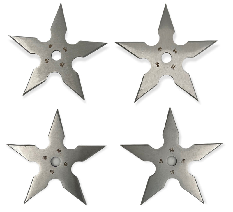 4 Inch 5 Point Throwing Star Ninja Shuriken SILVER