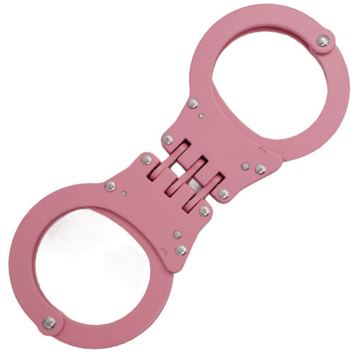 Hinged Solid Steel Handcuffs - Pink