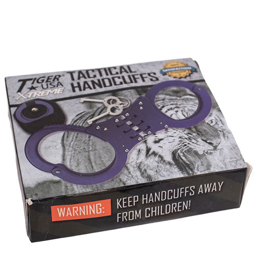 Hinged Solid Steel Handcuffs - Purple