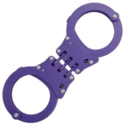 Hinged Solid Steel Handcuffs - Purple