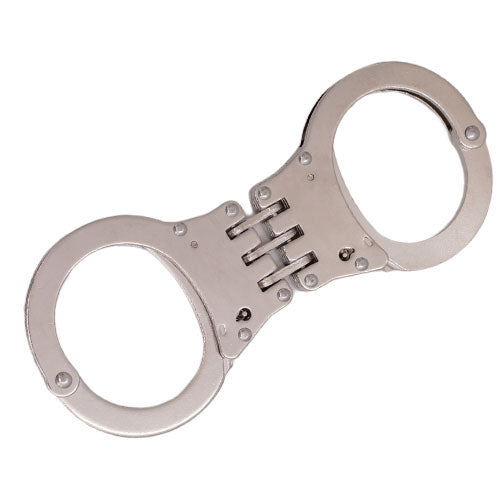 Hinged Solid Steel Handcuffs - Silver