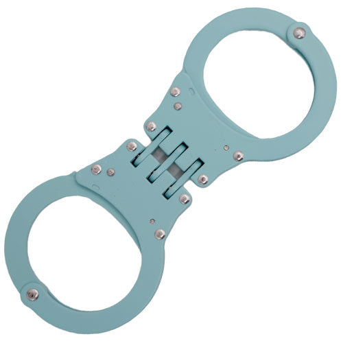 Hinged Solid Steel Handcuffs - Teal