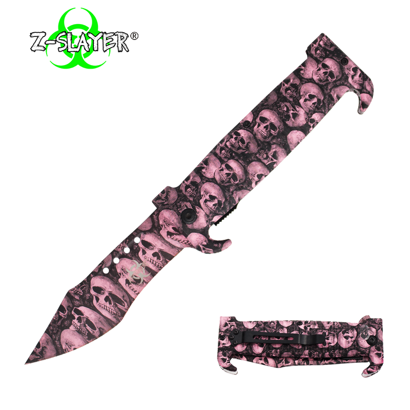 9 Inch Trigger ActionZ-Slayer Death Curve Knife - Pink, , Panther Trading Company- Panther Wholesale