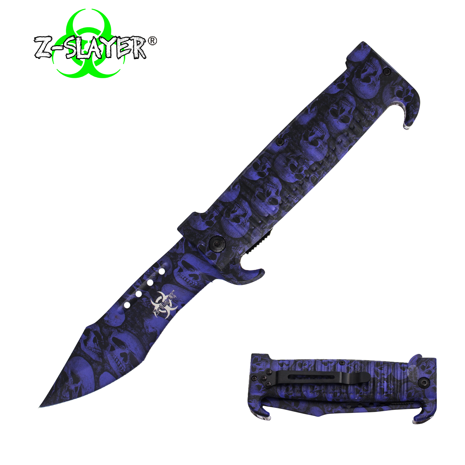 9 Inch Spring ActionZ-Slayer Death Curve Knife - Purple